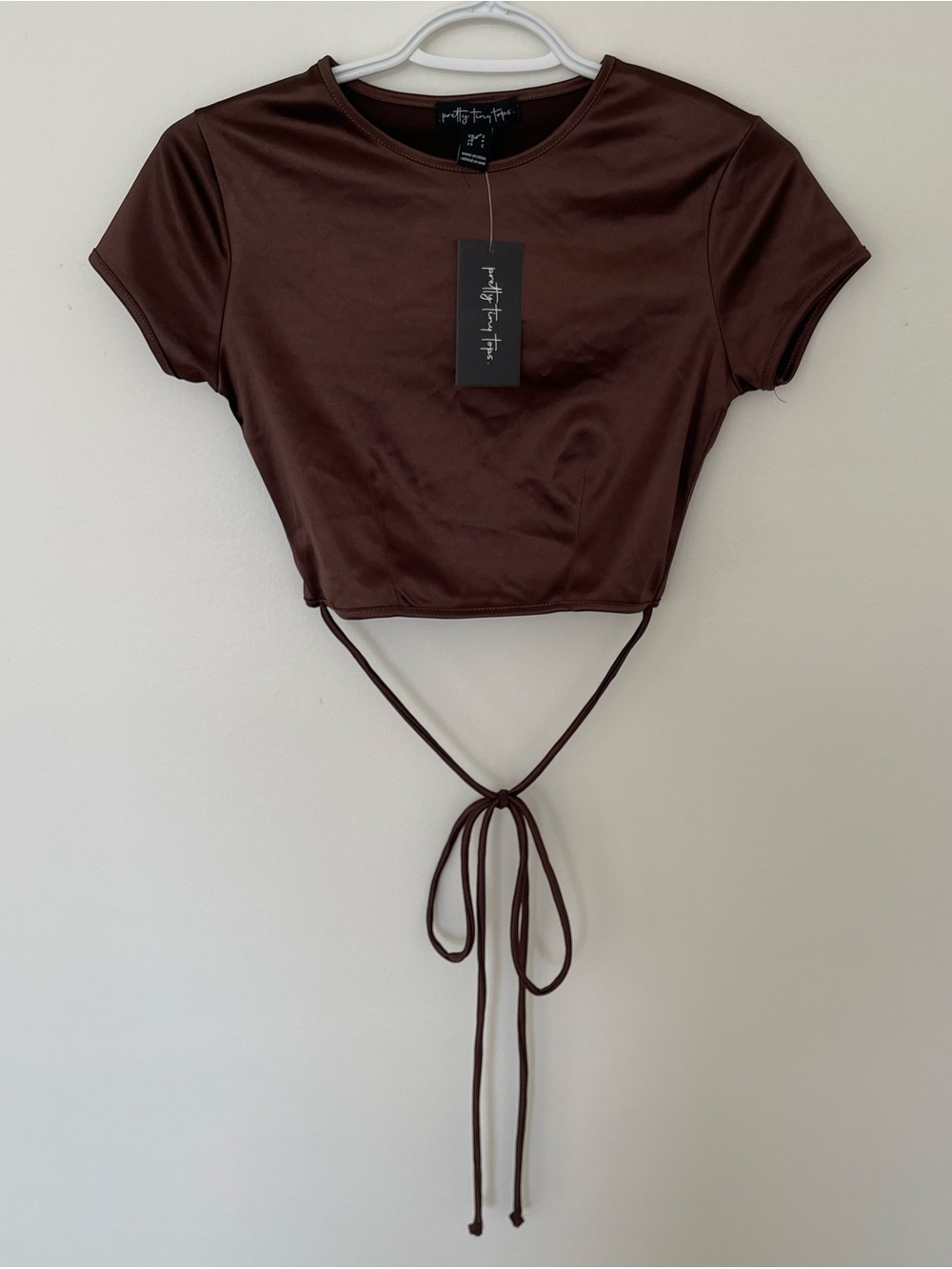 Brown Tie-Around Crop Top